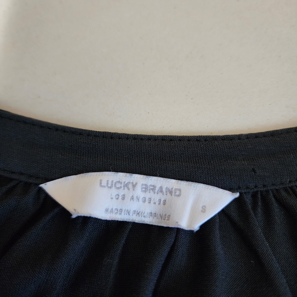 Lucky Brand Black V-Neck Drop Shoulder Long Sleeve Blouse - Picture 3 of 8